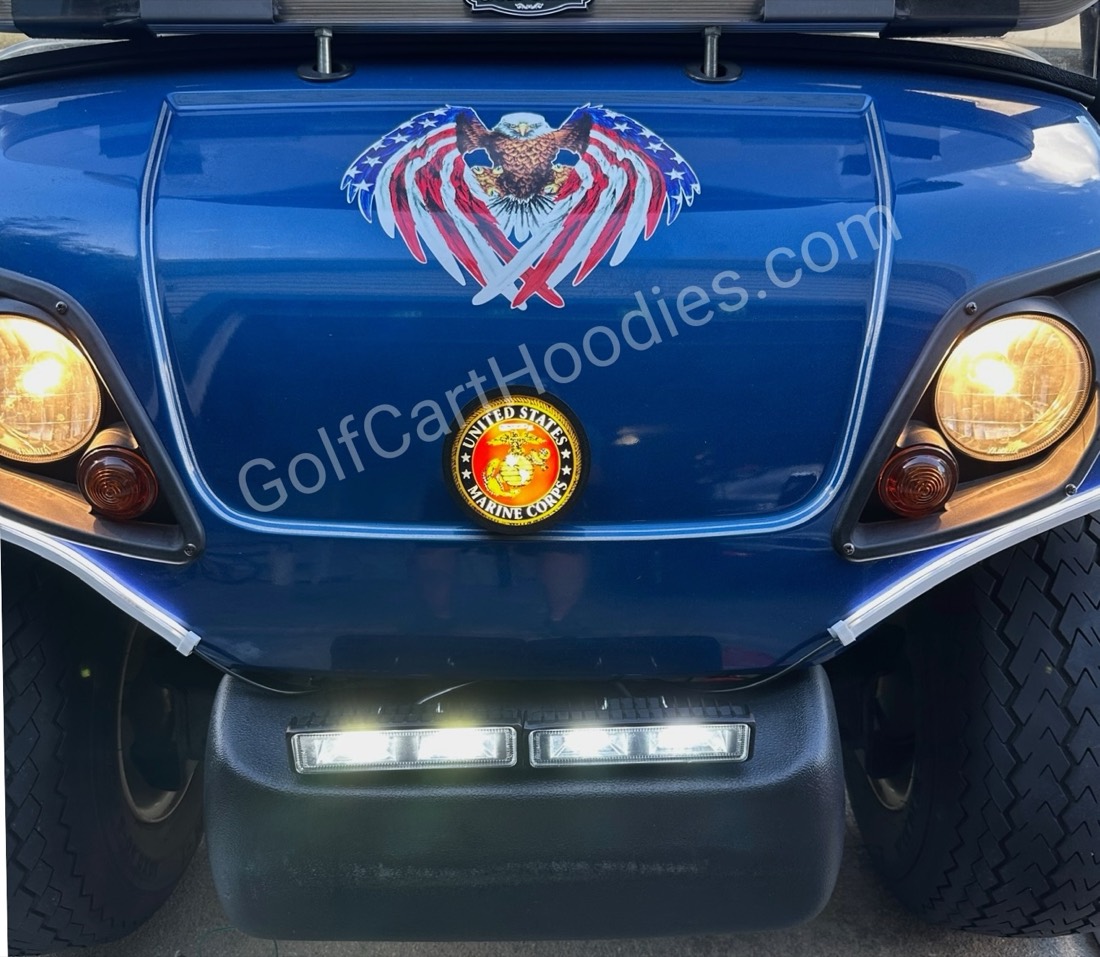 Patriotic Hoodie on a blue Yamaha hood