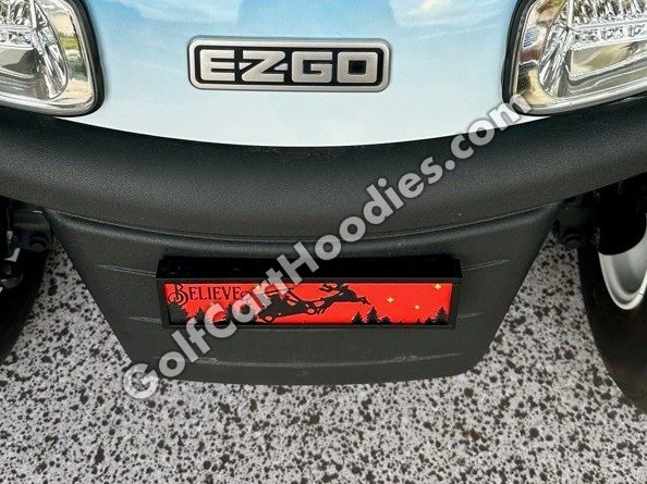 Lit Believe Hoodie XL on the bumper of an E-Z-GO